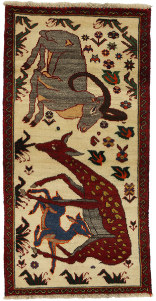 Gabbeh - Qashqai Persian Carpet 150x75