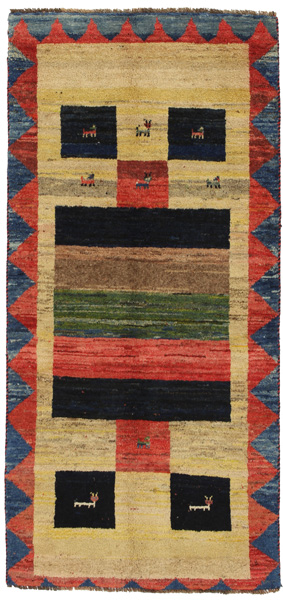 Gabbeh - Qashqai Persian Carpet 208x98